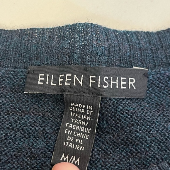 Eileen Fisher 100% Merino Wool Sz M Navy Blue Sweater - Picture 10 of 13